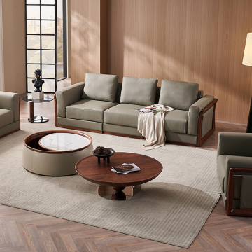 Italien Minimaliste nord-américain SOFA NOINT NOUT: Fusion artistique au cuir et en bois massif