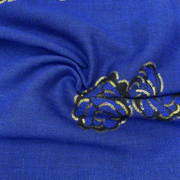Gold Powder Floral Printed Rayon Challis Fabric