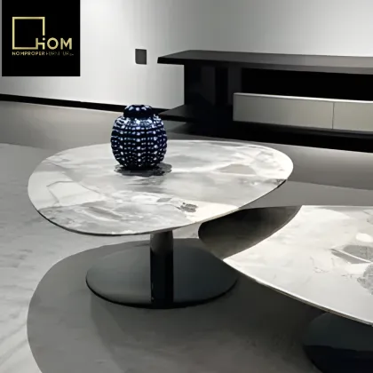 Imported Luxury Oreo Gray Irregular Marble Coffee Table