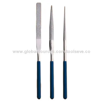 3-piece assorted electroplated diamond files, measures 4x160x50mm