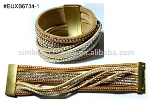 multi leather cuff magnet,bracelet leather multi strands rhinestones,multi leather bracelet multi chain,jewelry,hot new for 2016