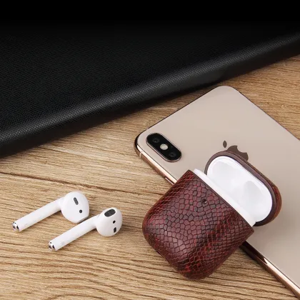PGRETY Leather Earphone Cases: Snakeskin Texture Cases for AirPods 1, 2, 3, and AirPods Pro 2
