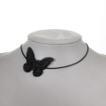 Gargantilla de encaje blanco negro mariposa collar colgante corto para niñas mujeres