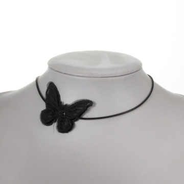 Black White Lace Butterfly Choker Cup Short Pendant Necklace for Girls Women