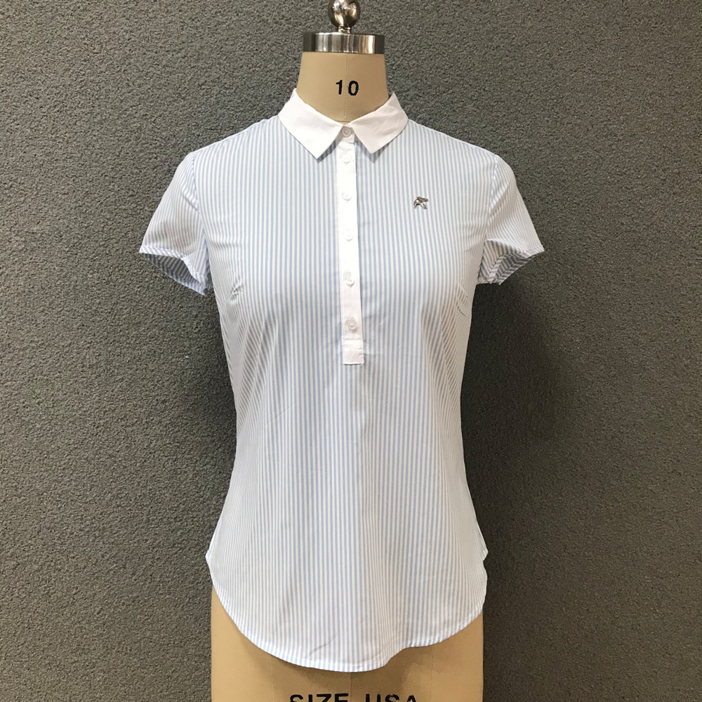 Women's cotton white colar short sleeves shirt