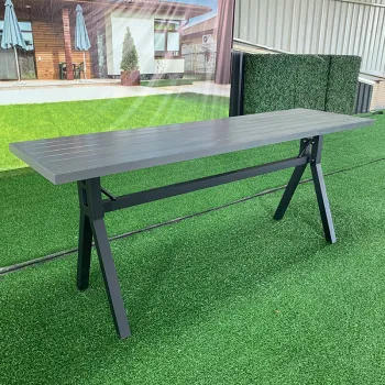 Luxury Modern Rectangle Aluminum Furniture with Teak Wood Top for Outdoor Dining