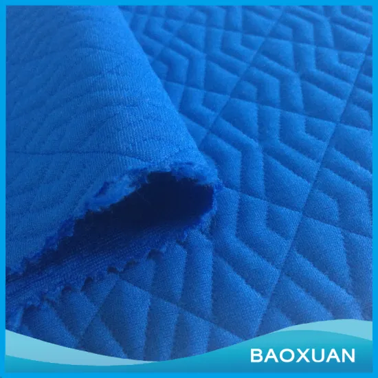 96%Polyester 4%spandex t/sp deep sea blue pattern design quilted jacquard fabric knitted for garment