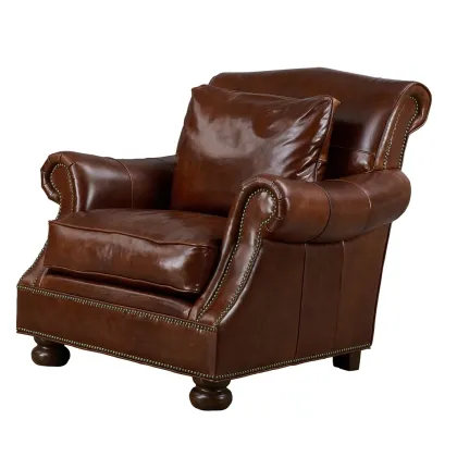 Modern Royal Luxury Brown Leather Sofa Set for Home & Hotel
