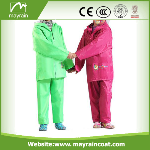 PU Children Red And Green Rainsuits