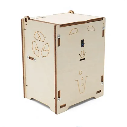 DIY Wooden Intelligent Sensor Trash Can with Infrared Induction Technology