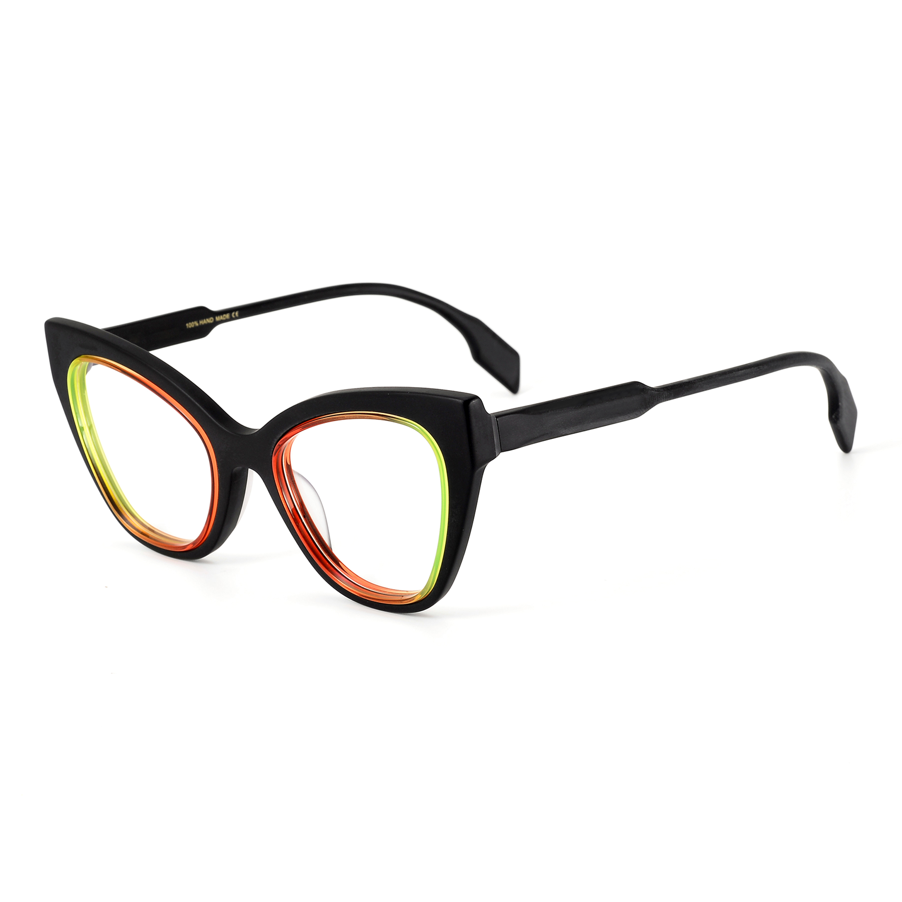 Colored Cat's Eyes Lamination Acetate Glasses
