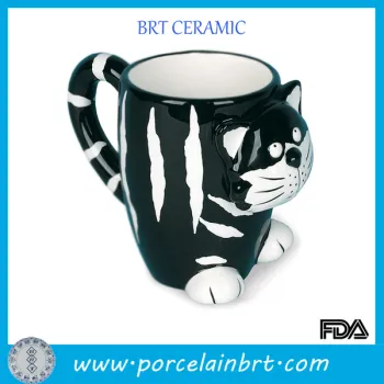 Lovely Green and White Ceramic Cat Mug