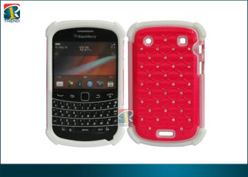 Pc And Soft Silicone Red, Pink Hybrid Bling Protective Case For Blackberry Bold 9900
