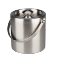 Brushed Stainless Steel Double-Walled Ice Bucket with Lid