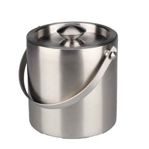 Brushed Stainless Steel Double-Walled Ice Bucket with Lid