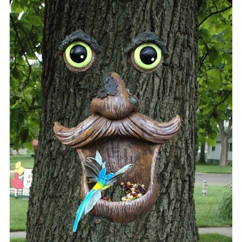 Tree Hugger Sculpture Tree Face Birdfeeder