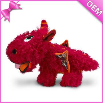 Fluffy Red Fur Good Quality Zip Closed Mouth Dinosaur Plush Kid Toy Poket Monster stuffed