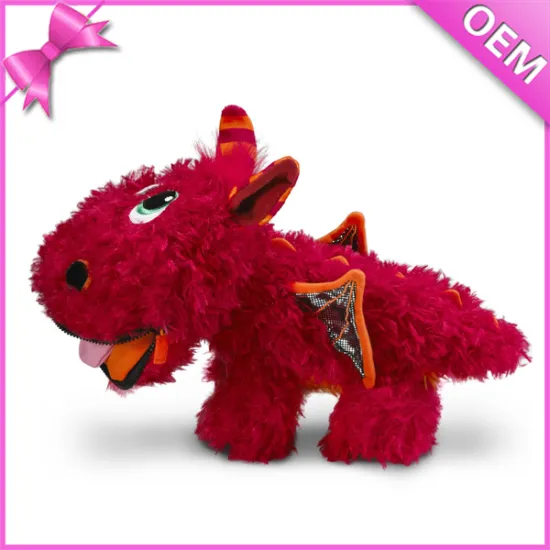 Fluffy Red Fur Good Quality Zip Closed Mouth Dinosaur Plush Kid Toy Poket Monster stuffed