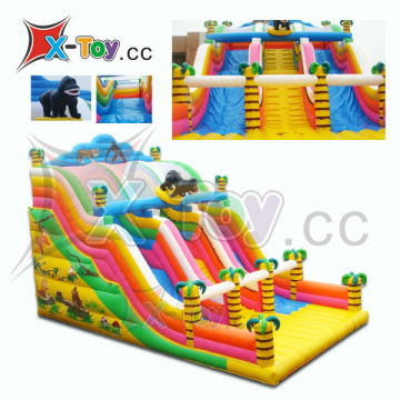 Hot Sell titanic Inflatable Tropical Slide With Animals/Double slide