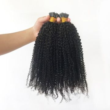 Κορυφαία ποιότητα Καμπότζη 16inch Kinky Curly Micro Loop Remy Φυσικές Ανθρώπινες Εξοχές 100 Κερατίνης I