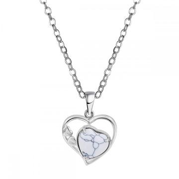 Howlite Love Heart Birthstone Pendant Gemstone Necklaces for Women