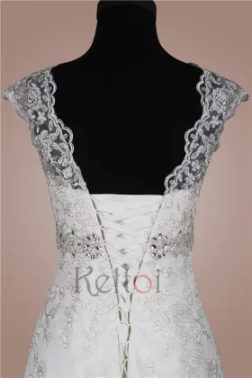 A line sweep train italian decent wedding dress