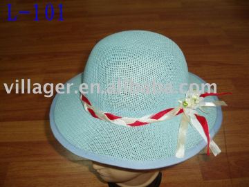 blue children hat, paper woven hat
