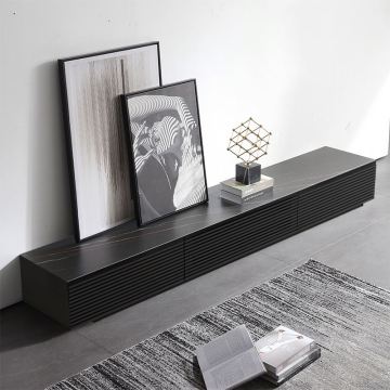 Moderner schwarzer Holz -TV -Schrank für Wohnzimmer