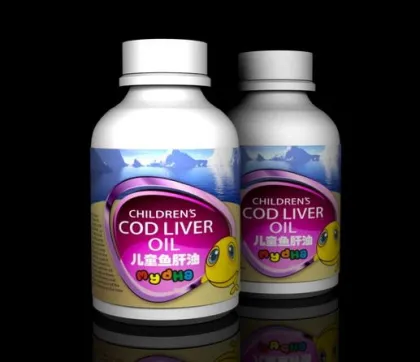 Cod Liver Oil Bottle Use Plastic Adhesive Labels