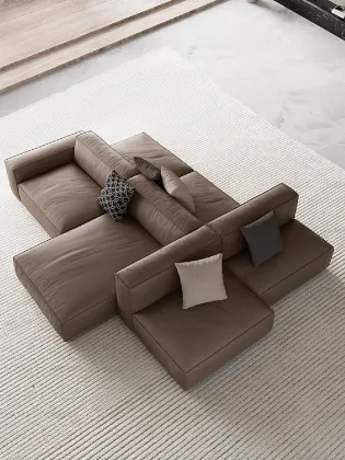 Genuine Leather Backrest Sofa - Apartment Sofa