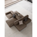 Italian minimalist tofu block leather modular sofa