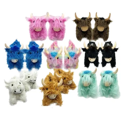 Hot Sale Highland Cow Plush Slippers