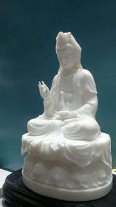 White Jade Marble Chinese Guanyin Buddha Statue for Home Decor
