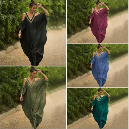 New Arrivals Summer Beautiful Printed Caftan Women Pajama Kaftan Muslim Islamic Clothing Dress