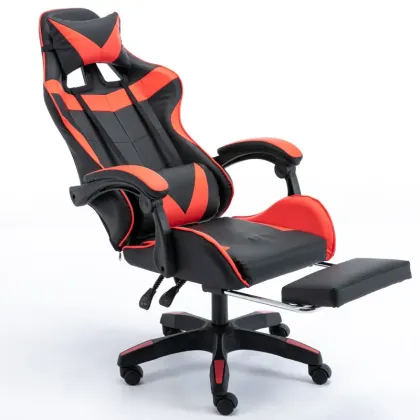 Ergonomic Rotating Gaming Chair with Footrest