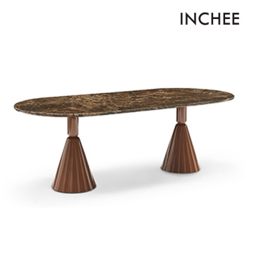 Natural Marble Imported Brown Mesh Panel Dining Tables