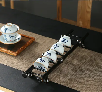 Space-Saving Bamboo Cup Holder for Kitchen Storage