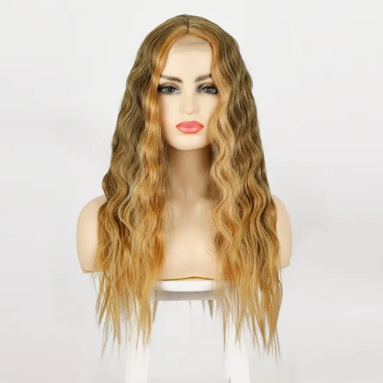 Vigorous Highlight Blonde Body Wave Wig Synthetic Lace Front Wig Long Hair High-quality Best Density Wig Pretty Girl Halloween