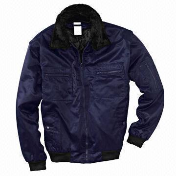 Men's Pilot Jacket with Removable Quilted Vest, Fur Collar and Sleeves
