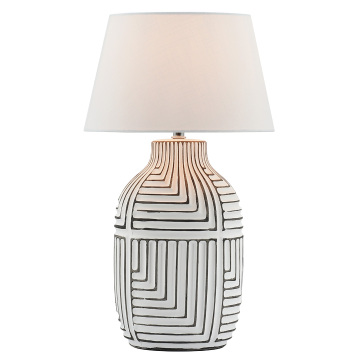 Contemporary Indoor Ceramic Table Lamp with Geometric Design