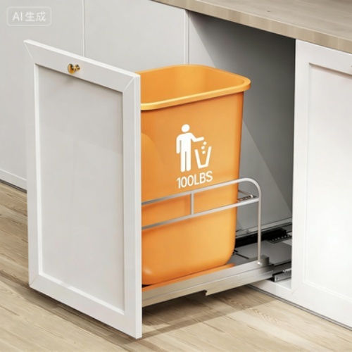 Heavy Duty Drawer Trash Can with Damping Slide Mechanism