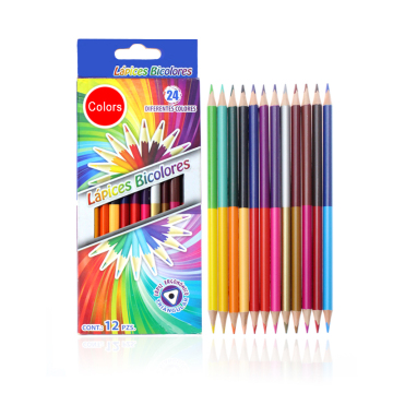 Double Tip Twin Color Pencil Set - 12 Pcs, 24 Art Colors, Perfect for Kids and School