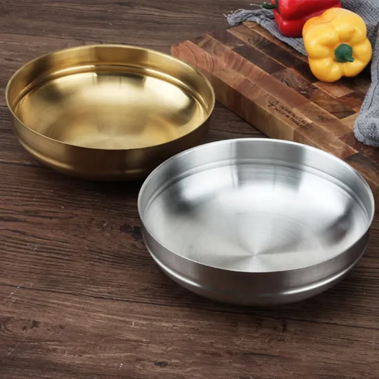 Korean Style Insulated Stainless Steel Ramen Soup Bowl - Large Serving Fruit Salad Metal Bowl