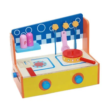 Wholesale funny role play small kitchen wooden tabletop kitchen toy for toddlers W10C050