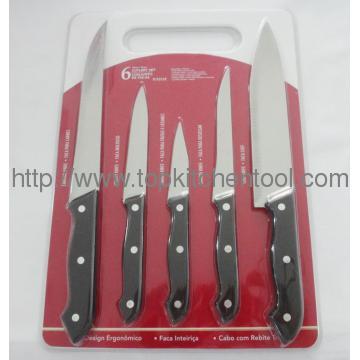 5 pcs kitchen knife set with PP chopping board