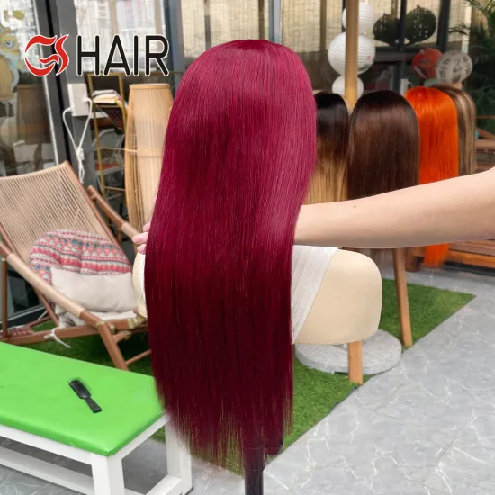 GS 99j Burgundy Lace Front Wig - Pre Plucked HD Transparent Lace Frontal