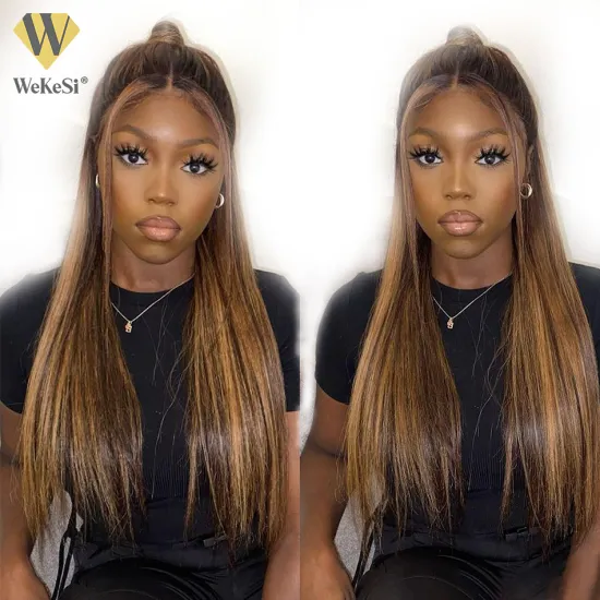 Glueless Highlight 26inch Water Wave Hair Wigs,Brazilian Virgin Lace Front Wig,Natural Pre-plucked Hairline Lace Frontal Wigs