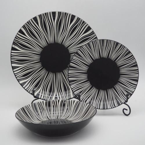 Impressão de almofada de impressão de tabela de mesa cerâmica Conjunto de poços de porcelana conjuntos de pratos de cerâmica