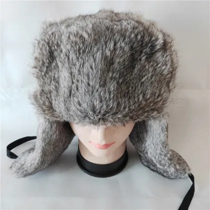 Winter Hat Russian Rabbit Fur Ushanka Rabbit Fur Trapper Hat