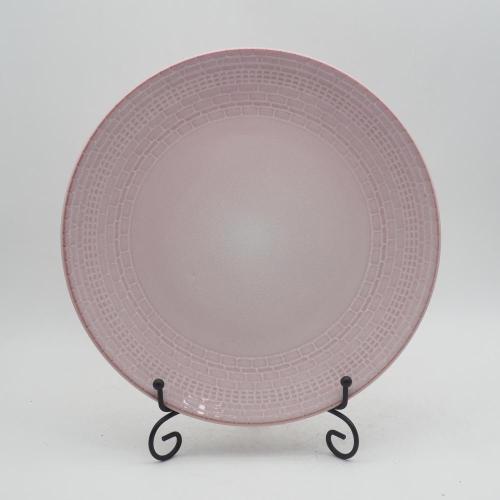 Pembe Reaktif Renkli Sırlı Stoneware Yemek Takımı Sofra Seti/Antik Seramik Yemek Takımı